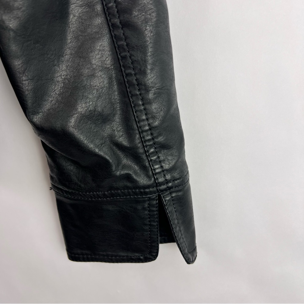 LA Coalition Black Moto Jacket, Faux Leather, Quilted, Zippered Pockets, Medium - Picture 8 of 12